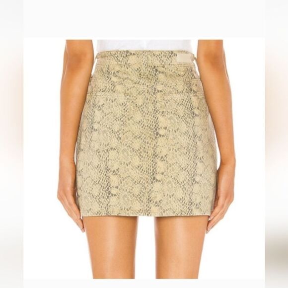 Adriano Goldschmied  The Vera mini skirt in silk python flesh sand  size 26R NWT - Picture 2 of 6